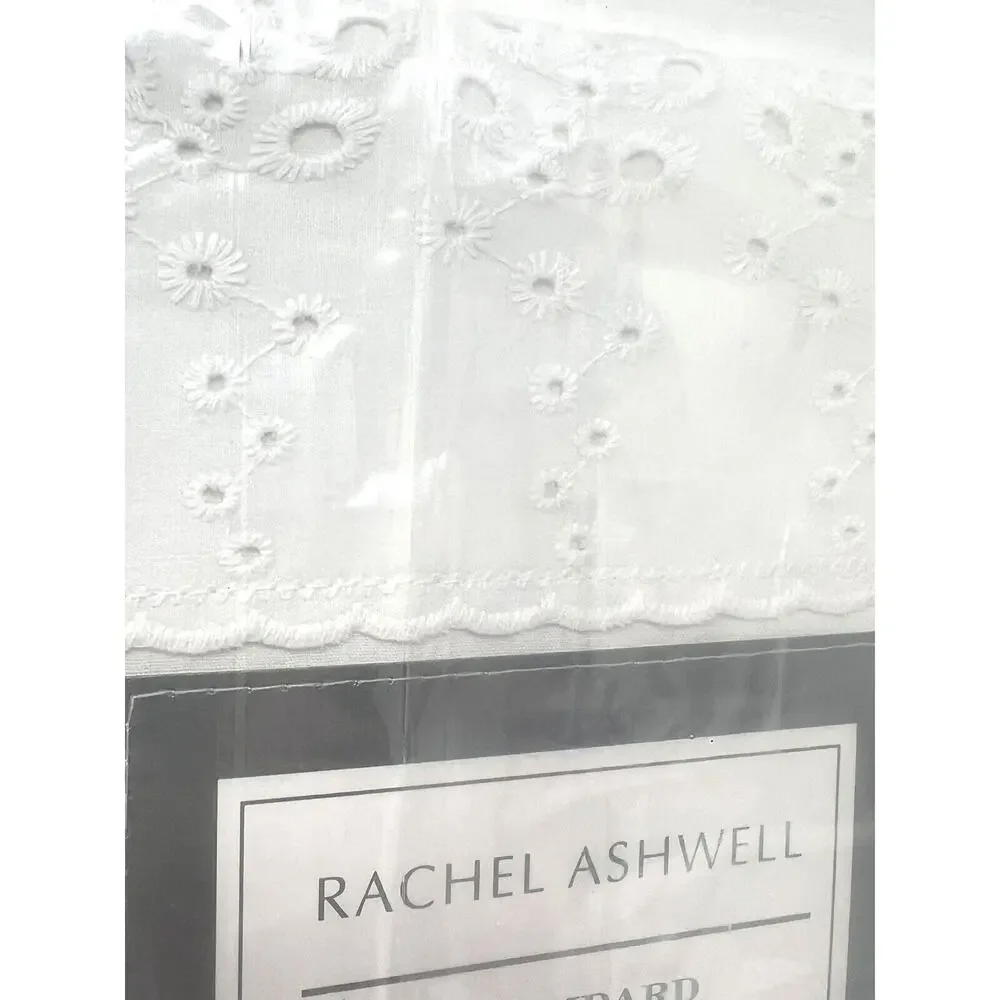 Rachel Ashwell Embroidered Eyelet Hem Standard PILLOWCASES White 100% Cotton NIP